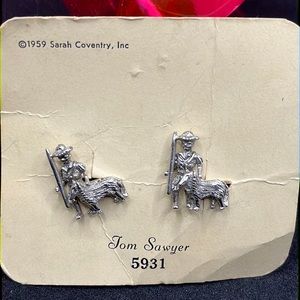 1959 vintage SARAH COVENTRY CUFFLINK-SET TOM SAWYER stainless steel